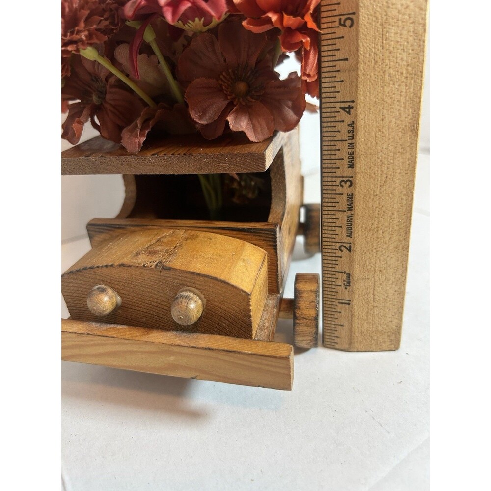 Vtg Handmade Wooden Truck Planter Vase Rustic Folk Art Decor Cabincore Grandpa - Picture 12 of 13